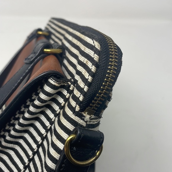 Fossil Kinley Striped Cotton/Leather Satchel🖤 - Picture 11 of 16